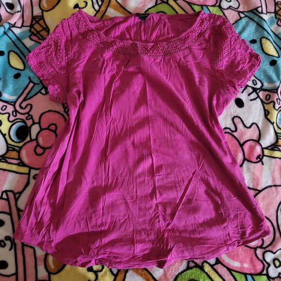 Size Medium Stretchy Cotton Spandex Cute Ann Taylor LOFT Women's Pink  T-Shirt - Picture 8 of 8